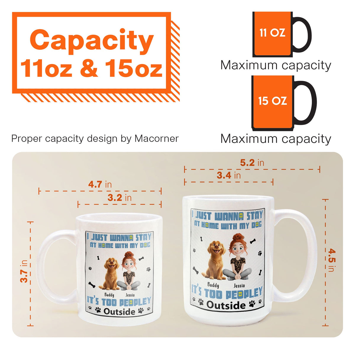 Personalized Pet Design White Ceramic Mug for Dog Lovers
