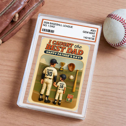 Rectangle Acrylic Block Plaque for Dad, Unique Custom Baseball Card Style Gift with Holding Hands Family Moment