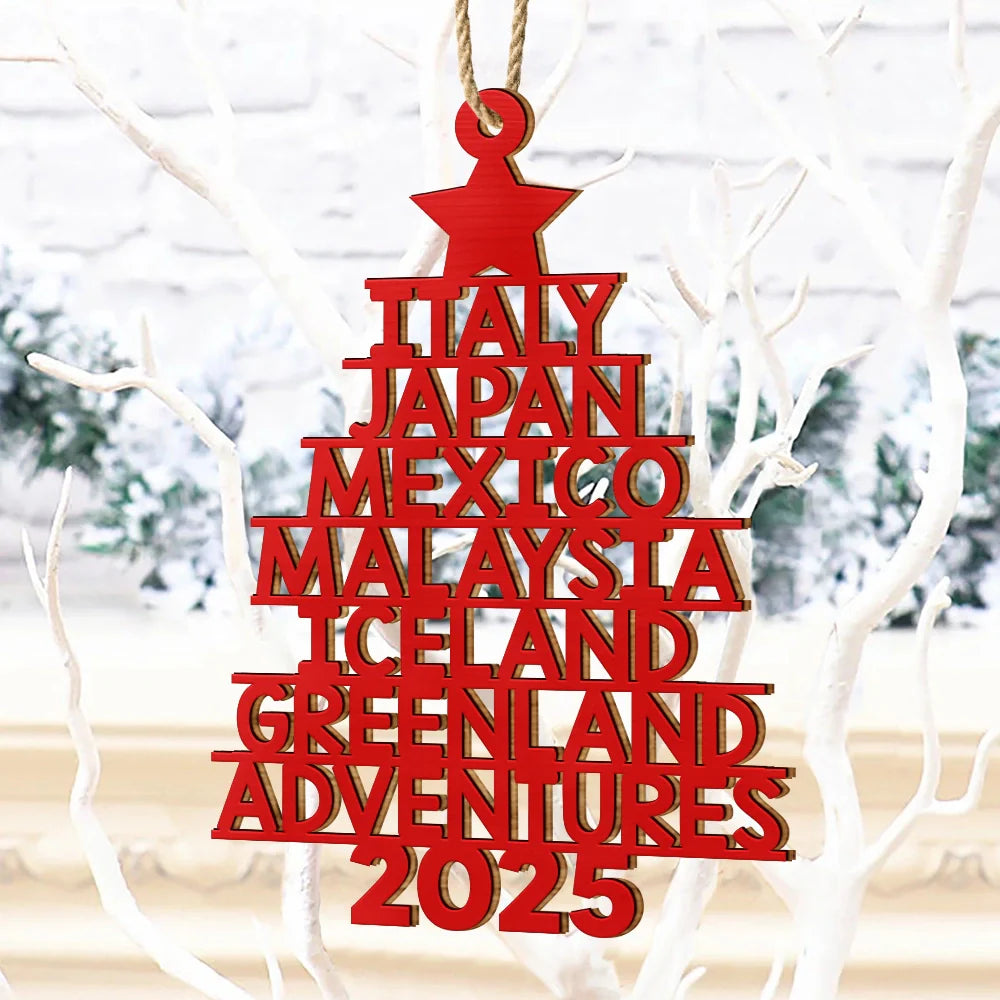 Travel,Christmas,Gift For Yourself,Happy - Travel Goal Destination Of The Year - Personalized Custom Shaped Wooden Ornament