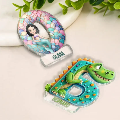Personalized Acrylic Magnet, Playful Character Alphabet Keepsake for Lockers and Fridges, Unique Gift for Kids