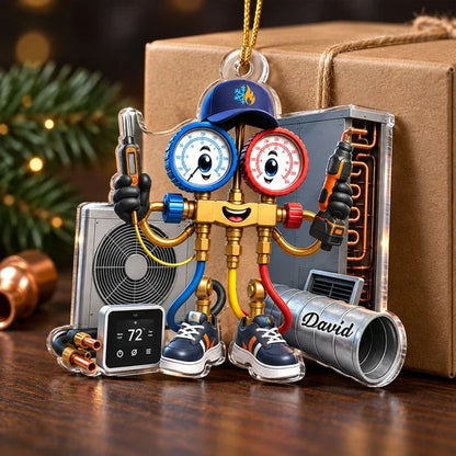 Personalized Acrylic Ornament, Cheerful HVAC Tools, Creative Gift Celebrating a Technician's Trade Pride
