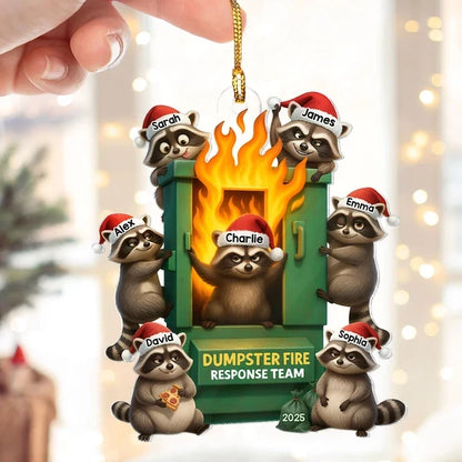Personalized Acrylic Ornament, Raccoon Dumpster Fire Response Team, Unique Christmas Gift for Coworkers