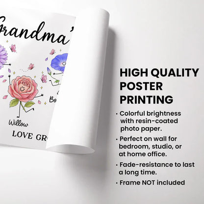 Personalized Grandma's Garden Canvas With Soft Floral Doodles, Unique Gift For Grandma & Home Decor