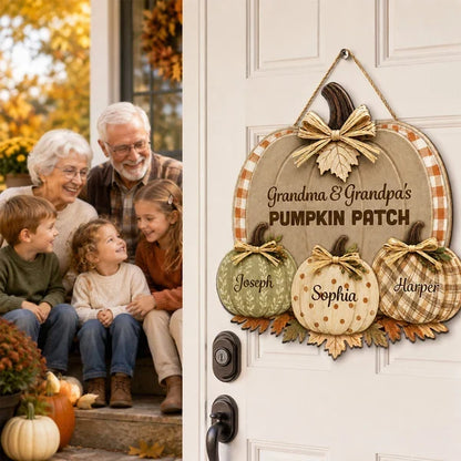 Personalized Wooden Sign, Grandma & Grandpa's Pumpkin Patch, Rustic Fall Door Decor, Unique Gift for Grandparents