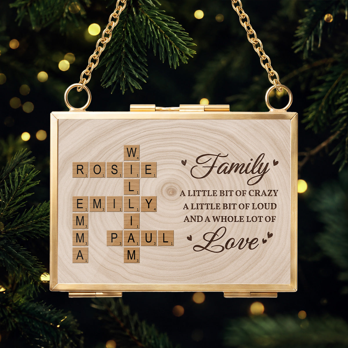Hanging Photo Frame Ornament, Personalized Family Love Quote, Creative Christmas Tree Gift for Mom & Dad
