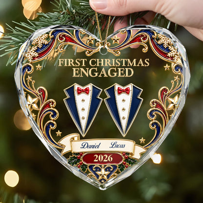 Crystal Heart Ornament with Wedding Attire, Personalized Mr & Mrs Keepsake, Creative Gift for Couples
