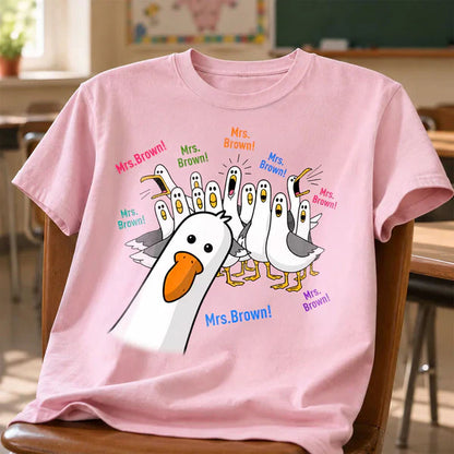 Personalized Seagulls Calling Classic Tee, Custom Teacher Name Design, Unique Back-to-School Gift
