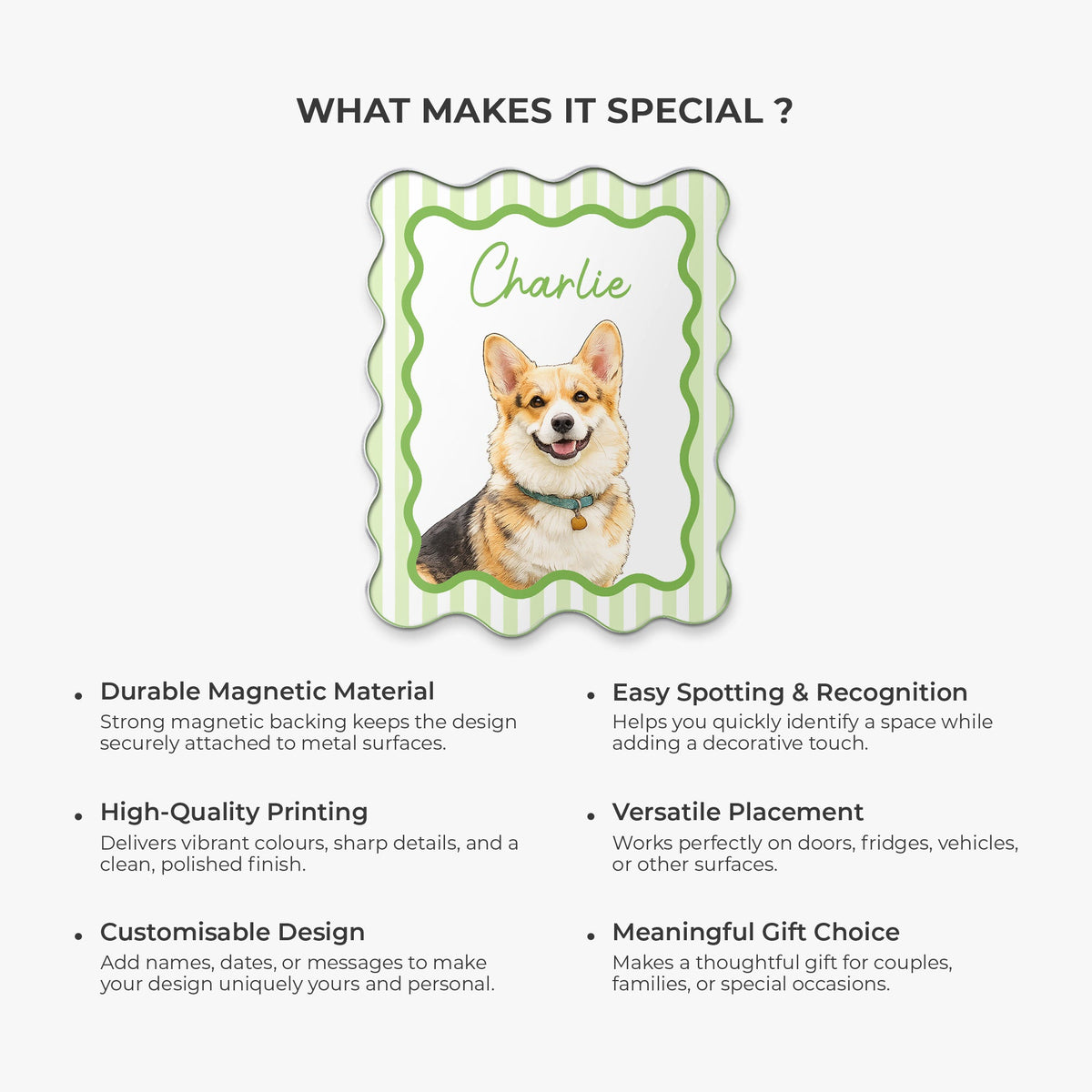 Personalized Acrylic Magnet, Watercolor Seated Pet Portrait for Refrigerator Decor, Unique Gift for Pet Owners