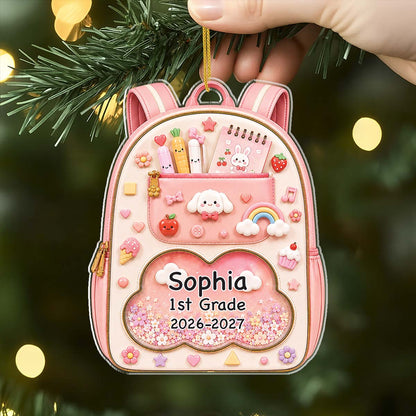School Memory Backpack Acrylic Ornament, Personalized Christmas Tree Keepsake, Unique Creative Gift for Children