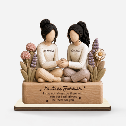 Personalized 2-Layer Wooden Plaque, Hand-Holding Friendship Keepsake in Warm Neutrals, Creative Gift for a Friend