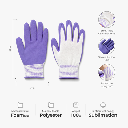 Personalized Nylonic Gloves with Pink Floral Design, Unique Gardening Gift for Her
