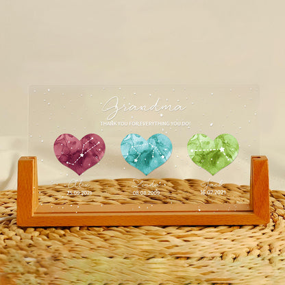 Grandma - A Heartfelt Thank You – LED Light Frame with Custom Heart Designs and Family Birthdays – Perfect Personalized Gift for Grandmothers