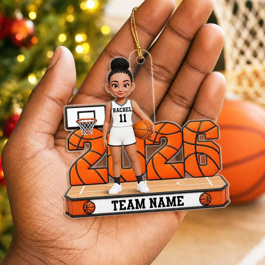 Personalized Acrylic Ornament, Proud Basketball Player on Court, Creative Gift Celebrating a Son's Love of the Game