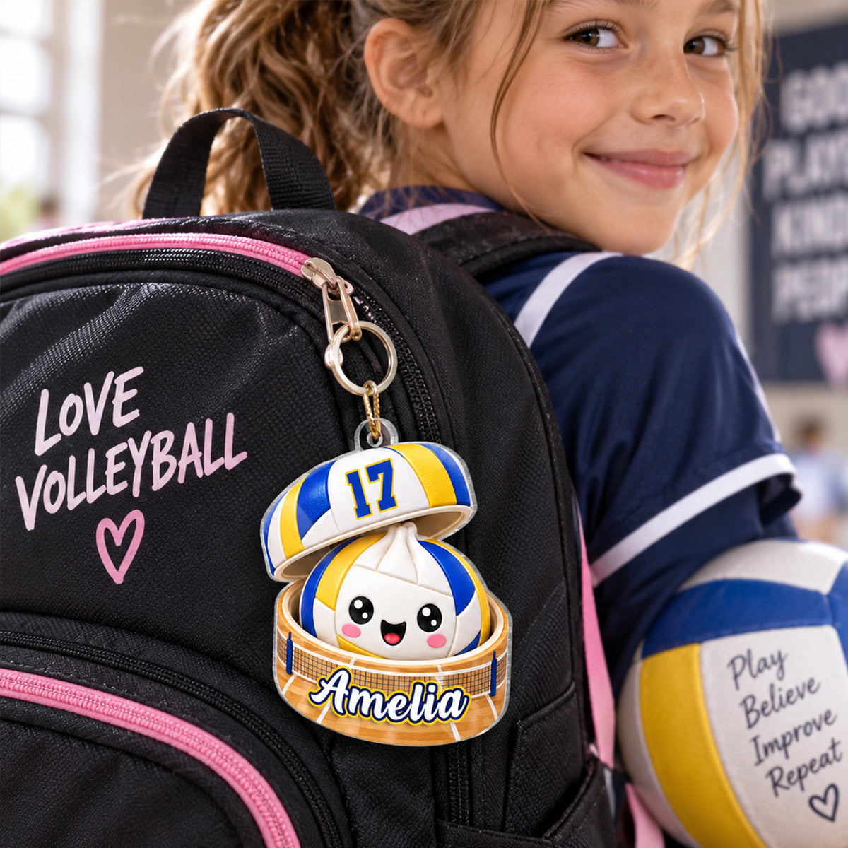 Personalized Acrylic Ornament, Cheerful Volleyball Dumpling Hanging on a Lit Tree, Creative Gift for Daughter or Son