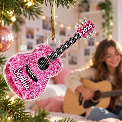 Personalized Guitar Acrylic Ornament, Colorful Tree Decor & Unique Gift for Musicians and Music Lovers