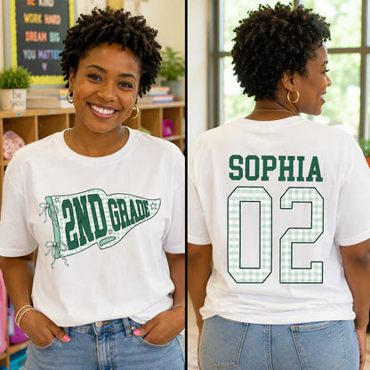 Classic Tee for Teachers, Personalized Grade Level Front & Back Design, Creative Back to School Gift