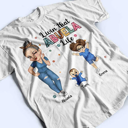 "Living That Grandma Life" - Personalized Cartoon Graphic T-Shirt, Perfect Gift for Grandma, Mom, Nana, Gigi - Mother's Day or Birthday Present