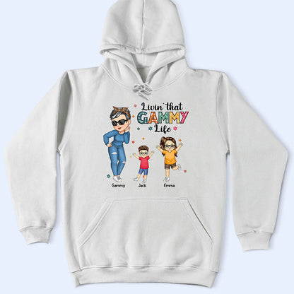 "Living That Grandma Life" - Personalized Cartoon Graphic T-Shirt, Perfect Gift for Grandma, Mom, Nana, Gigi - Mother's Day or Birthday Present