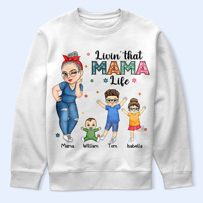 "Living That Grandma Life" - Personalized Cartoon Graphic T-Shirt, Perfect Gift for Grandma, Mom, Nana, Gigi - Mother's Day or Birthday Present