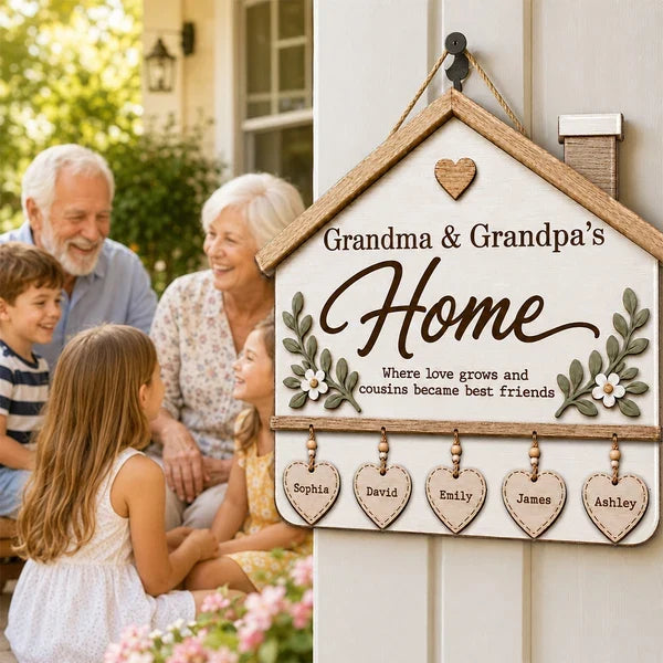 Personalized Grandma and Grandpa Wooden Sign, Where Love Grows Family Keepsake, Creative Gift for Grandparents