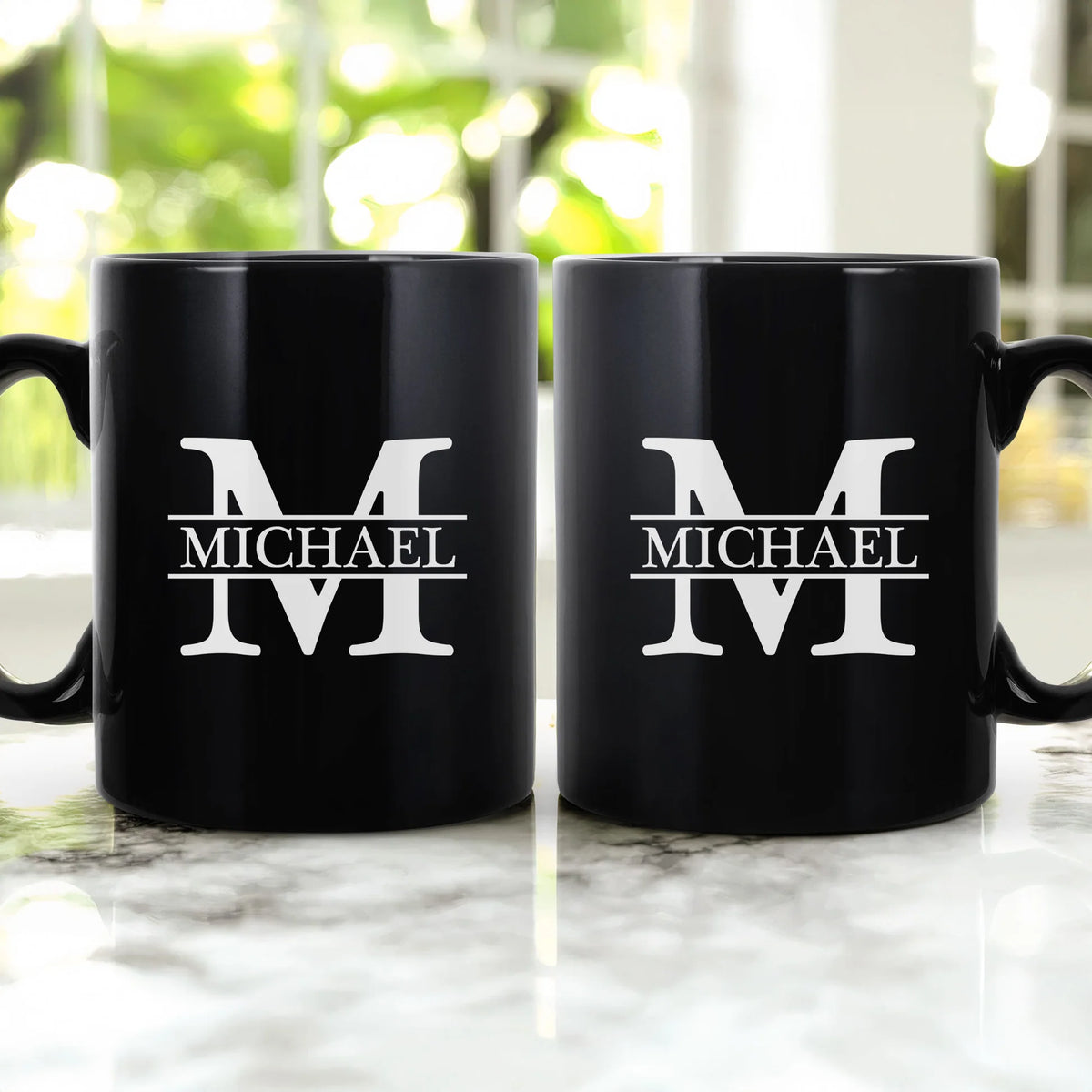 Custom Name Full Color Mug with Bold White Monogram, Office Desk Coffee Time Favorite, Thoughtful Unique Gift for Him