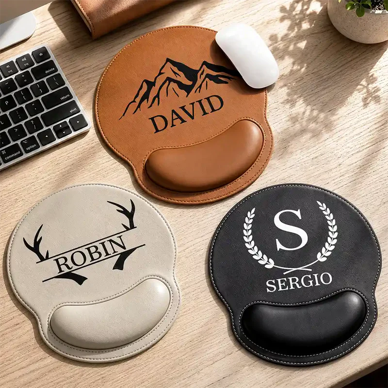 Personalized Wrist Rest Mouse Pad, Vintage Monogram Desk Accessory, Unique Gift for Him