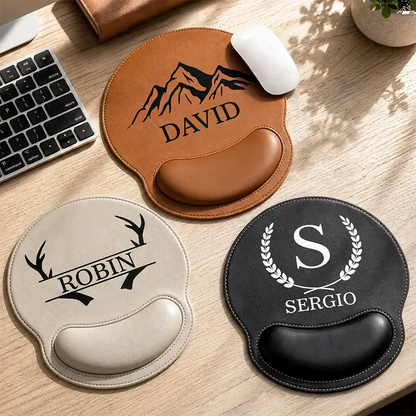Personalized Wrist Rest Mouse Pad, Vintage Monogram Desk Accessory, Unique Gift for Him