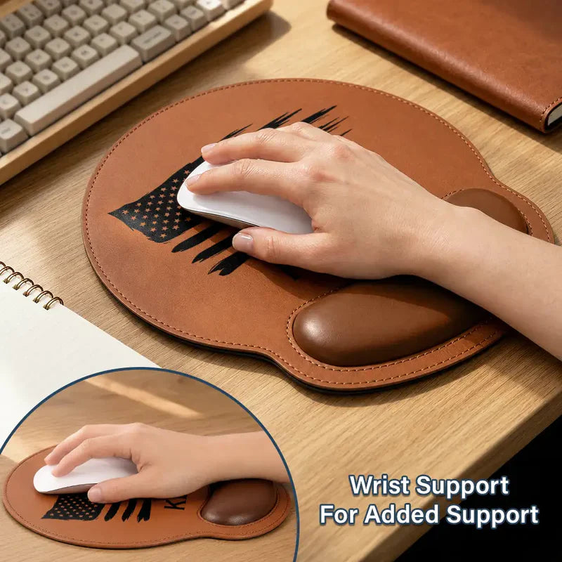 Personalized Wrist Rest Mouse Pad, Vintage Monogram Desk Accessory, Unique Gift for Him
