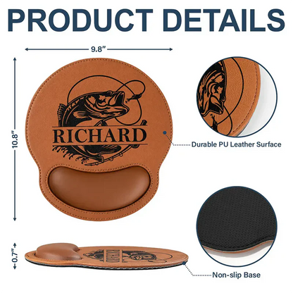 Personalized Wrist Rest Mouse Pad, Vintage Monogram Desk Accessory, Unique Gift for Him