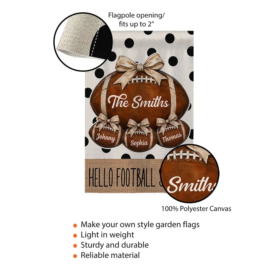 Personalized Garden Flag, Family Welcome Football Art for Porch & Yard, Creative Gift for Families