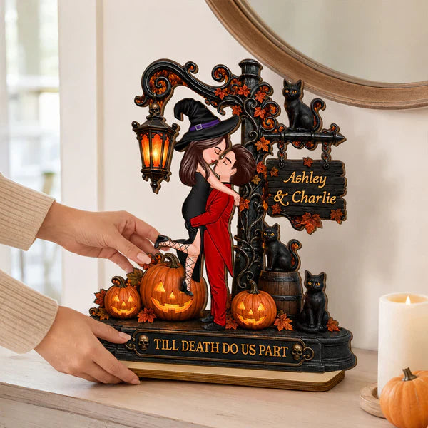 Till Death Do Us Part 2-Layer Wooden Plaque, Gothic Couple Keepsake, Creative Gift for Partners