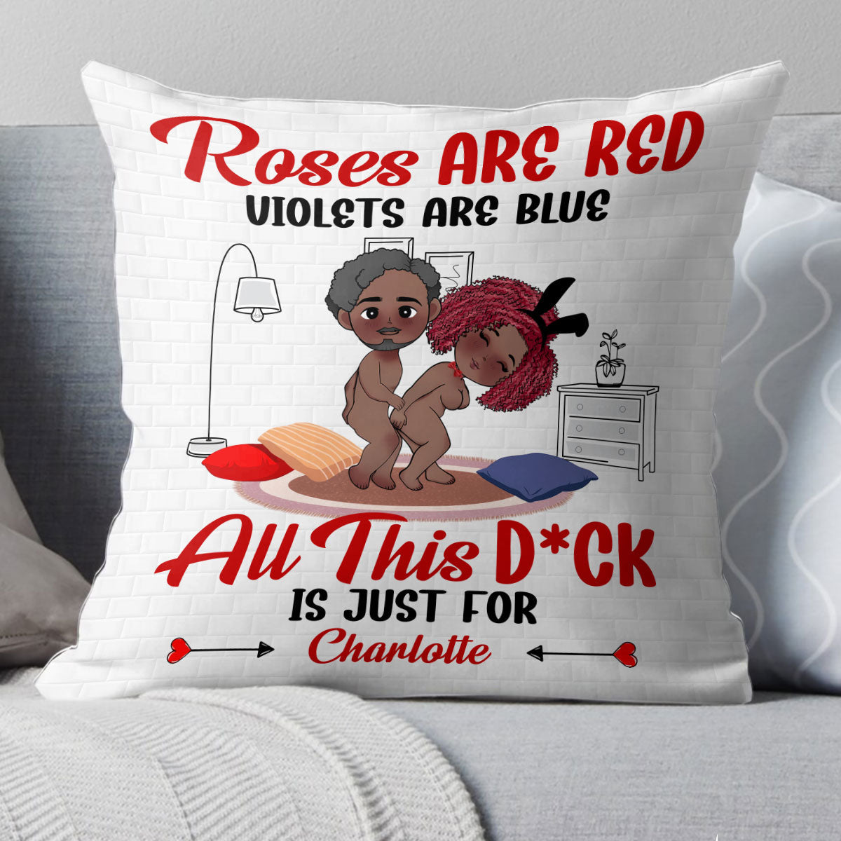 Custom Pillow – “Roses Are Red” Creative Valentine’s Day Gift, Ideal for Romantic Couple Moments