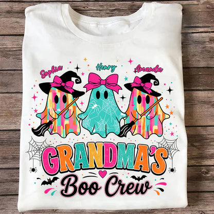 Personalized Grandma's Boo Crew Classic Tee, Bow Ghosts For Smiling Grandma, Unique Gift