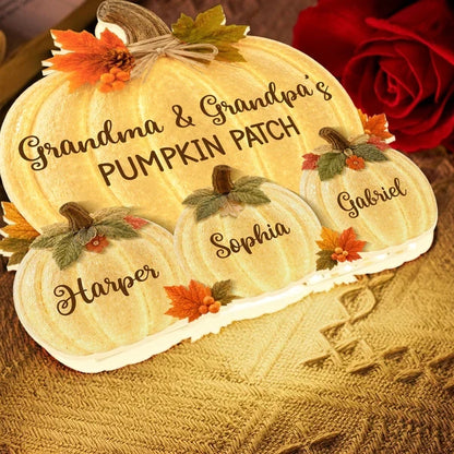Acrylic Light Box with Glowing Pumpkin Patch, Heartwarming Personalized Fall Display, Creative Gift for Grandparents