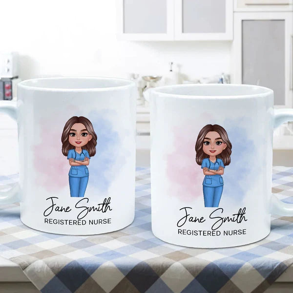 Personalized Nurse Mug with Folded Arms Illustration, Thoughtful Keepsake and Creative Gift for Nurses