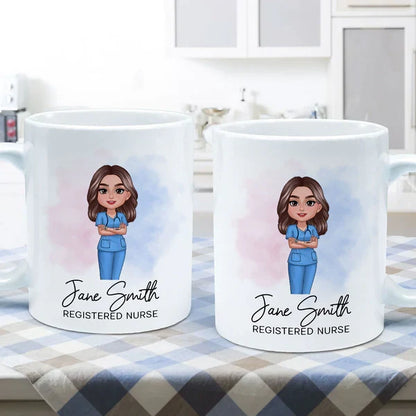Personalized Nurse Mug with Folded Arms Illustration, Thoughtful Keepsake and Creative Gift for Nurses