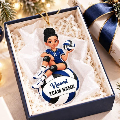 Personalized Acrylic Ornament, Seated Volleyball Player Design, Unique Christmas Gift for Daughter or Granddaughter