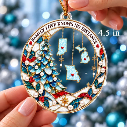 Personalized Acrylic Ornament, Stained Glass Style Christmas Tree, Unique Gift for Long-Distance Family