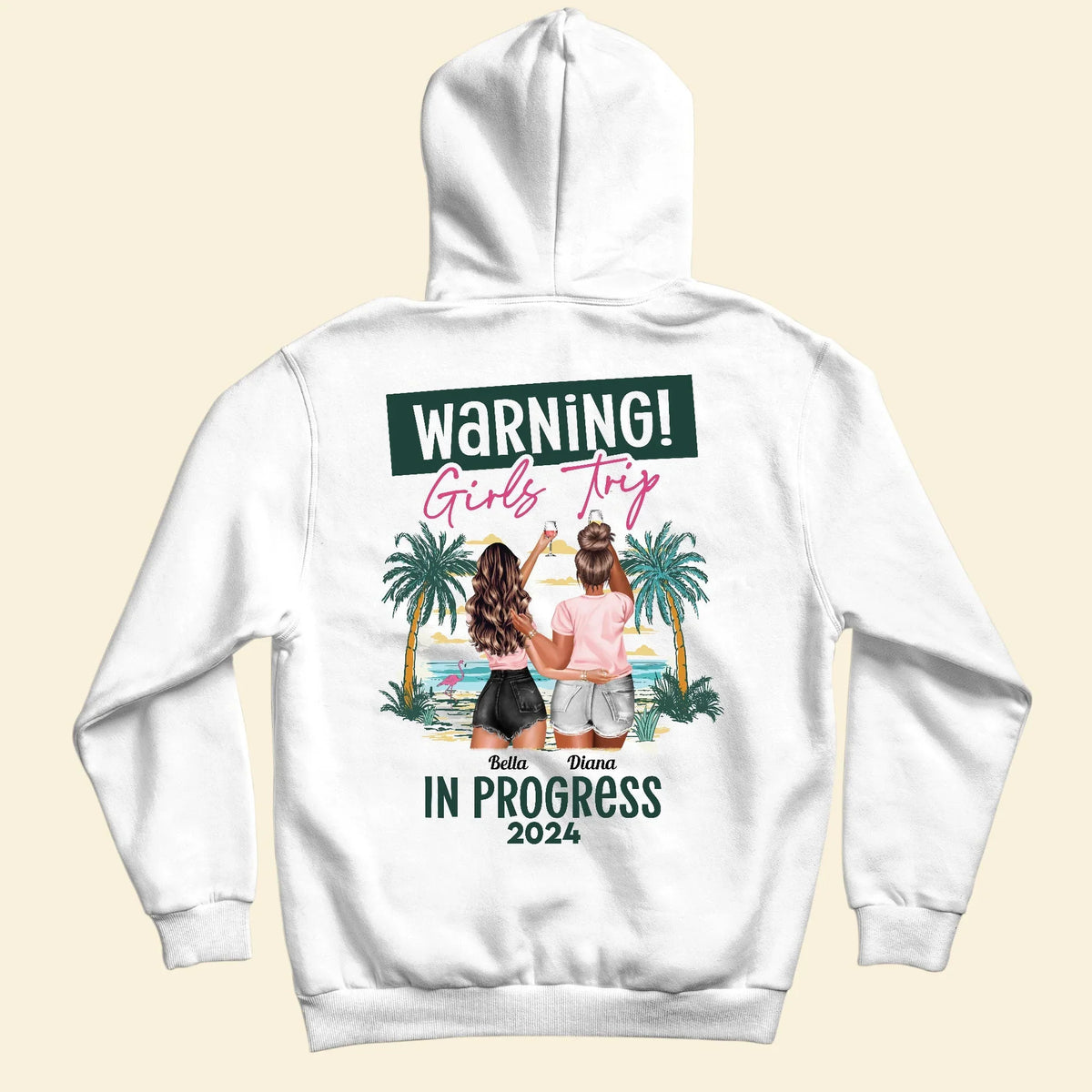 Warning Girls Trip Classic Tee, Tropical Palm Beach Design, Creative Gift for Friends