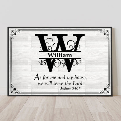 Poster with Monogram Scripture, Modern Farmhouse Wall Art for Entryway, Meaningful Home Blessing, Unique Gift for Parents