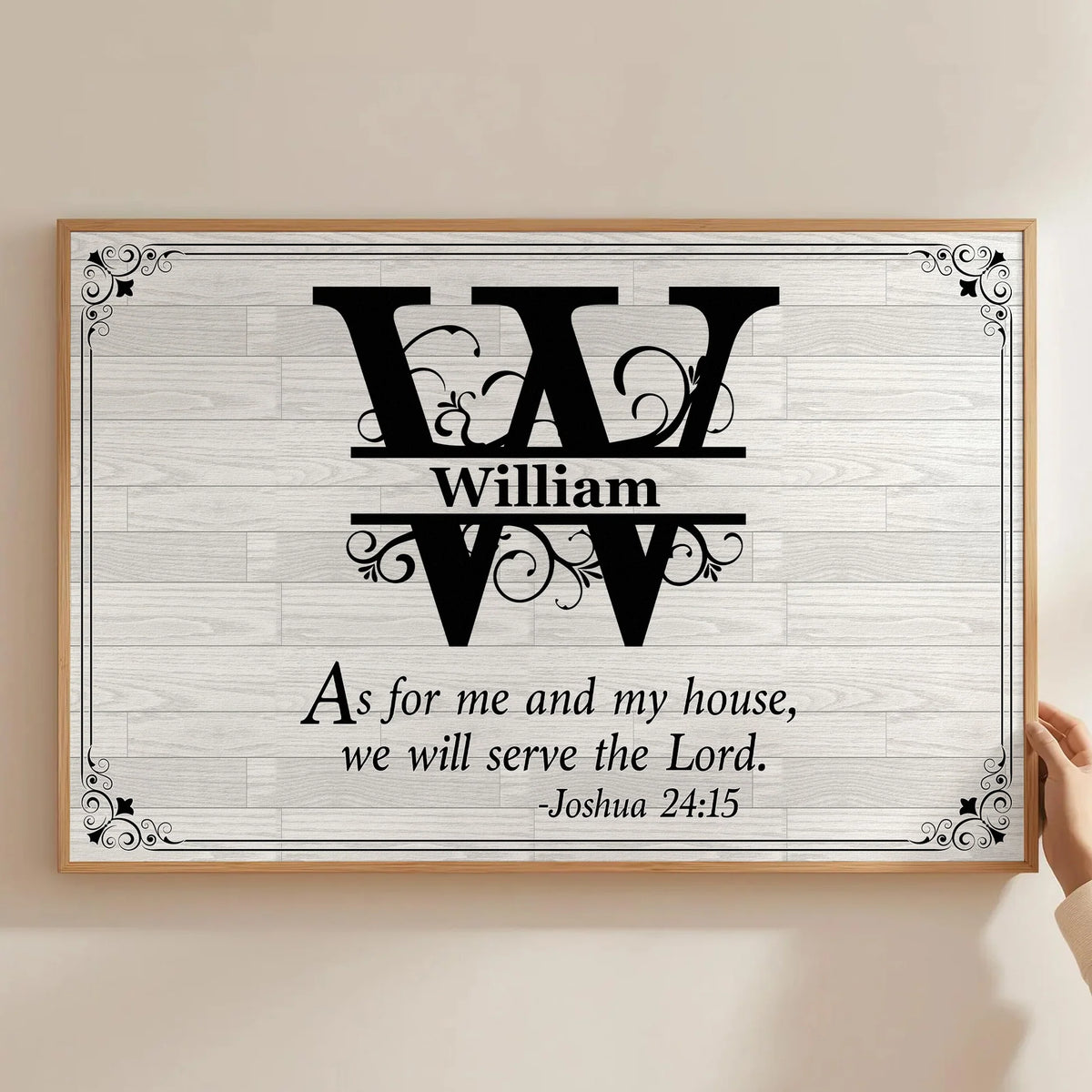 Poster with Monogram Scripture, Modern Farmhouse Wall Art for Entryway, Meaningful Home Blessing, Unique Gift for Parents