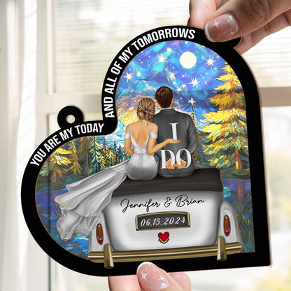 Romantic Wedding Keepsake - "You Are My Today and All of My Tomorrows" Layered Wooden and Acrylic Ornament, Perfect for Newlyweds