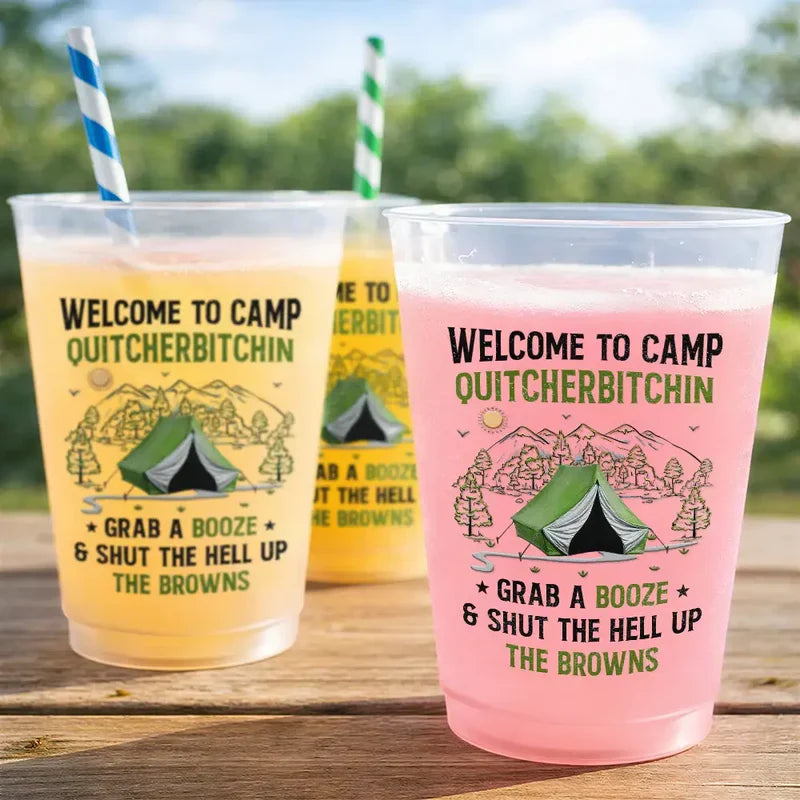 Frosted Plastic Cup for Camping Party, Personalized RV Camp Humor, Unique Creative Gift for Campers