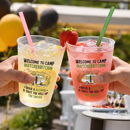 Frosted Plastic Cup for Camping Party, Personalized RV Camp Humor, Unique Creative Gift for Campers