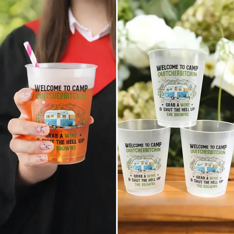 Frosted Plastic Cup for Camping Party, Personalized RV Camp Humor, Unique Creative Gift for Campers