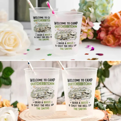 Frosted Plastic Cup for Camping Party, Personalized RV Camp Humor, Unique Creative Gift for Campers