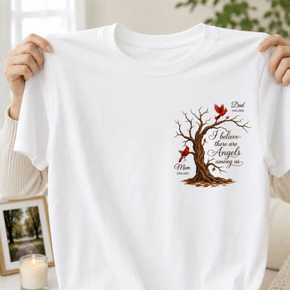 Personalized Classic Tee With Cardinal Memorial Tree, Unique Remembrance Gift for Family