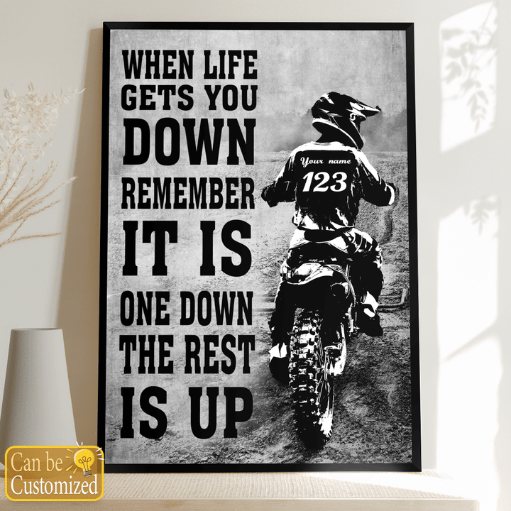 Personalized Dirt Bike Rider Canvas, Black & White Motocross Quote, Unique Gift for Riders