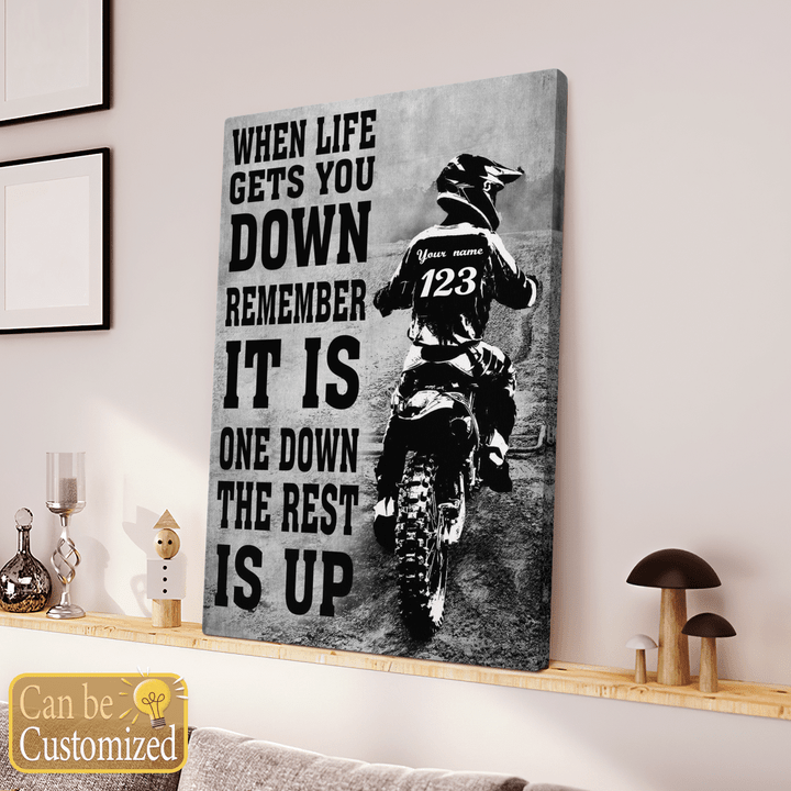 Personalized Dirt Bike Rider Canvas, Black & White Motocross Quote, Unique Gift for Riders