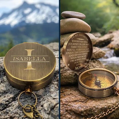 Personalized Compass for Son, Handheld Journey Quote, Unique Creative Gift from Mom & Dad
